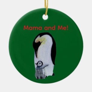 Penguin and Baby Ceramic Tree Decoration