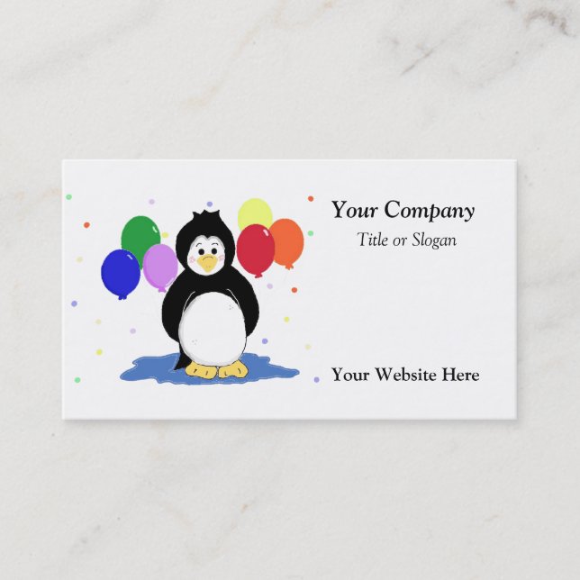 Penguin and Balloons Business Card (Front)
