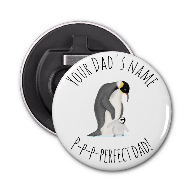 Penguin and chick 'perfect dad' bottle opener (Front)