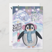 Penguin and Igloo Northern Lights Scene