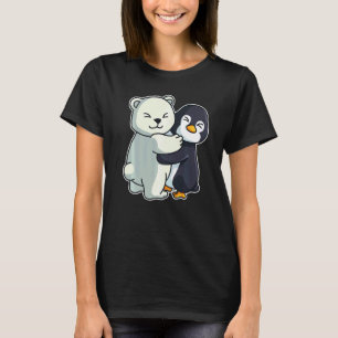 Penguin And Polar Bear Cute Arctic Zoo Animals Hug T-Shirt