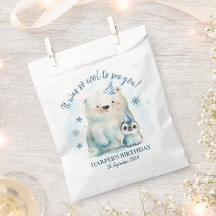 Penguin and Polar Bear Winter Birthday Favour Bags