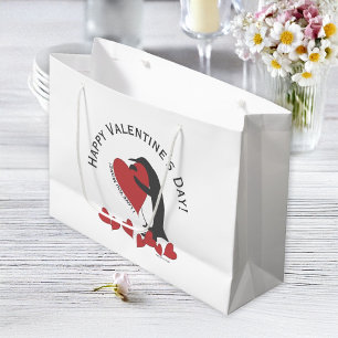 Penguin and Red Heart Happy Valentine's Day Large Gift Bag