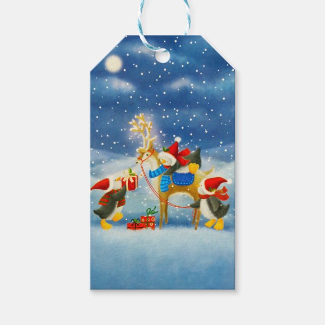 Penguin and Reindeer Gift Tags (Front)