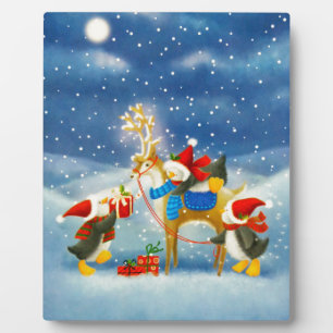 Penguin and Reindeer Plaque