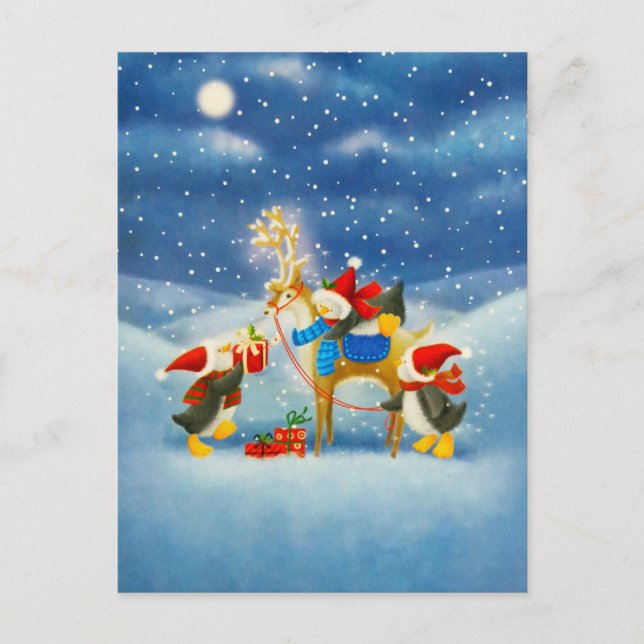 Penguin and Reindeer Postcard (Front)