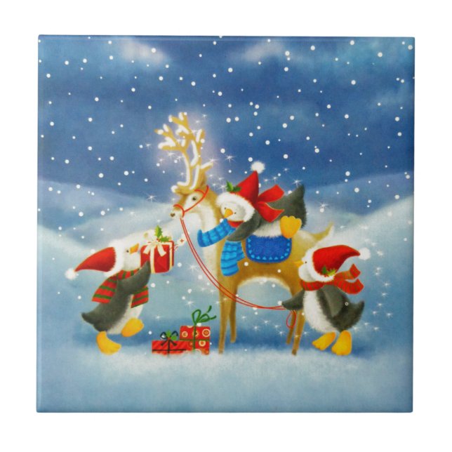 Penguin and Reindeer Tile (Front)