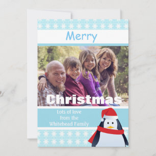 Penguin and Snowflakes Custom Photo Holiday Card