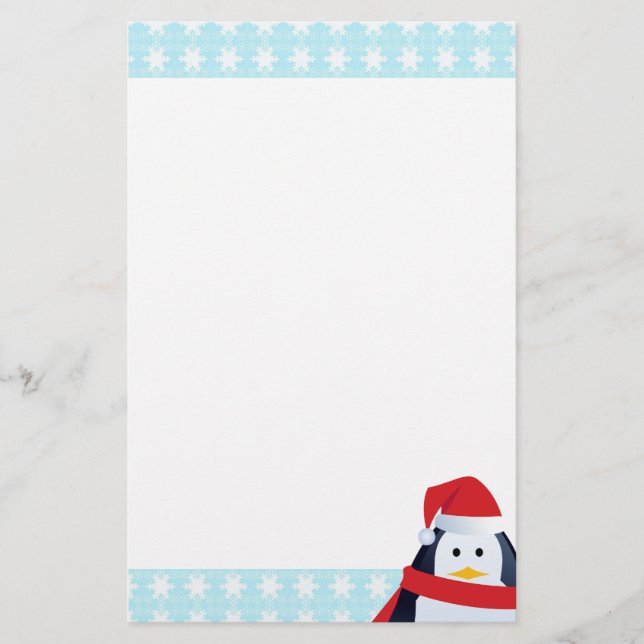 Penguin and Snowflakes Stationery (Front)