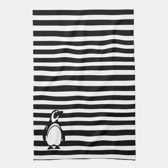Penguin and Stripes Tea Towel (Vertical)