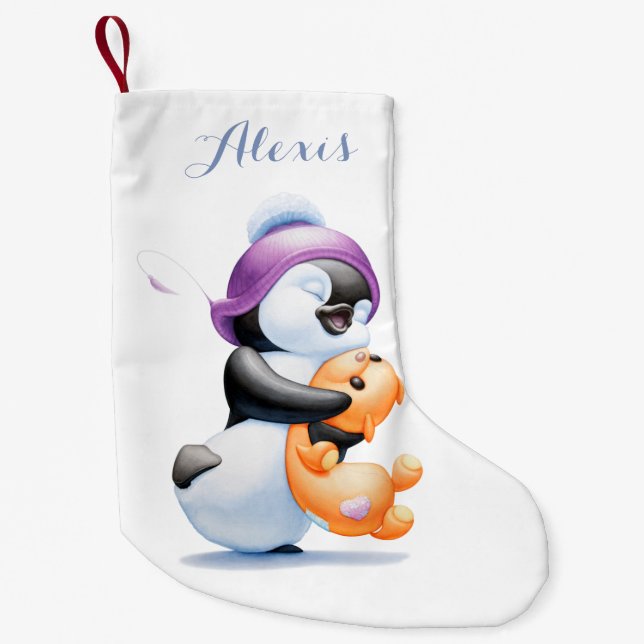 Penguin and Teddy Bear Personalised Stocking (Front)