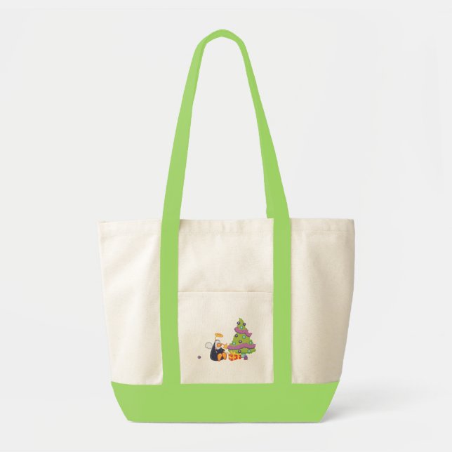 Penguin Angel Christmas Tote Bag (Front)