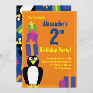 Penguin Animal Kid's Birthday Party Invitations