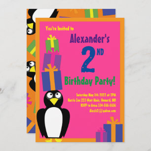 Penguin Animal Kid's Birthday Party Invitations