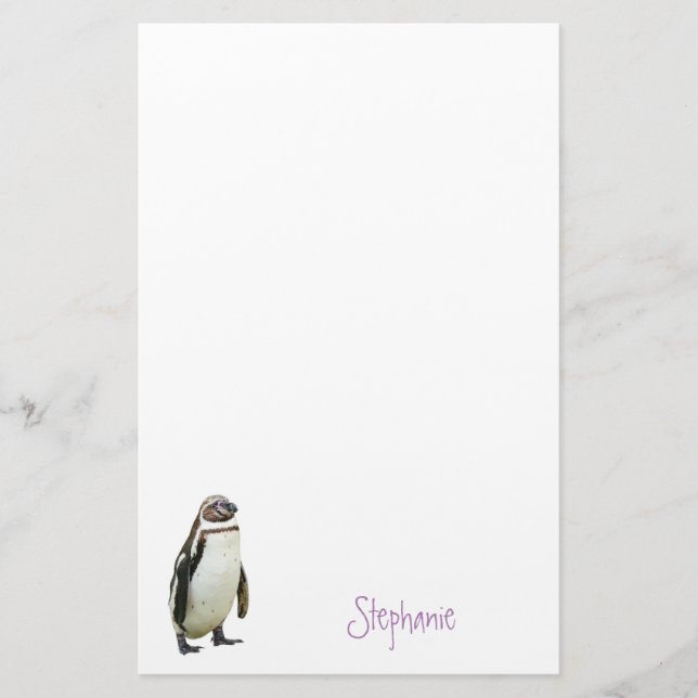 Penguin Animal Personalised Name Stationery (Front)