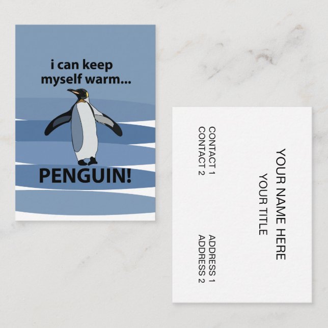 Penguin Arctic Animal Funny Business Card (Front/Back)