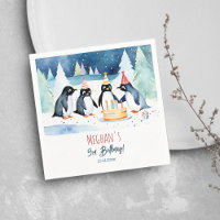 Penguin arctic winter birthday template
