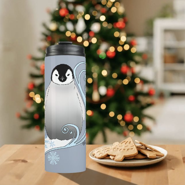 Penguin Art Nouveau Snowflakes Thermal Tumbler (Creator Uploaded)