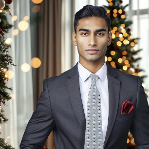 Penguin Art Nouveau Snowflakes Tie