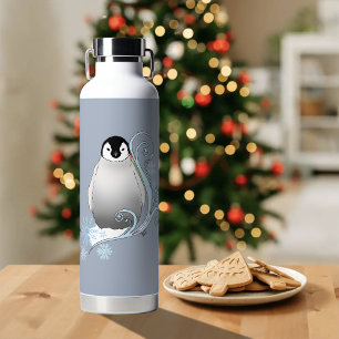 Penguin Art Nouveau Snowflakes.  Water Bottle