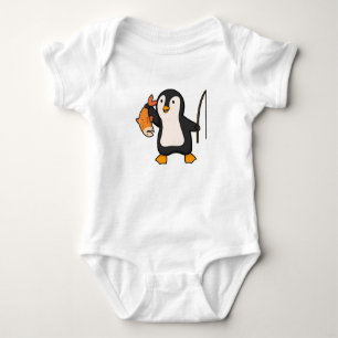 Penguin as Angler with Fish Baby Bodysuit