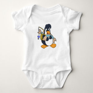 Penguin as Angler with Fish Baby Bodysuit