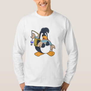 Penguin as Angler with Fish T-Shirt