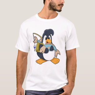 Penguin as Angler with Fish T-Shirt
