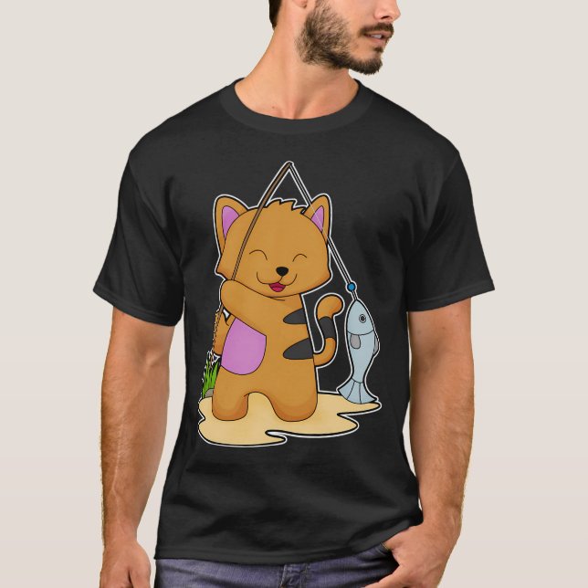 Penguin as Angler with Fish T-Shirt (Front)