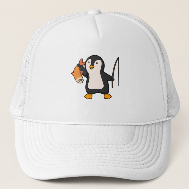Penguin as Angler with Fish Trucker Hat (Front)