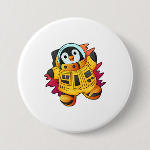 Penguin as Astronaut in Suit 7.5 Cm Round Badge