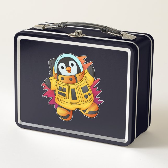 Penguin as Astronaut in Suit Metal Lunch Box (Front)