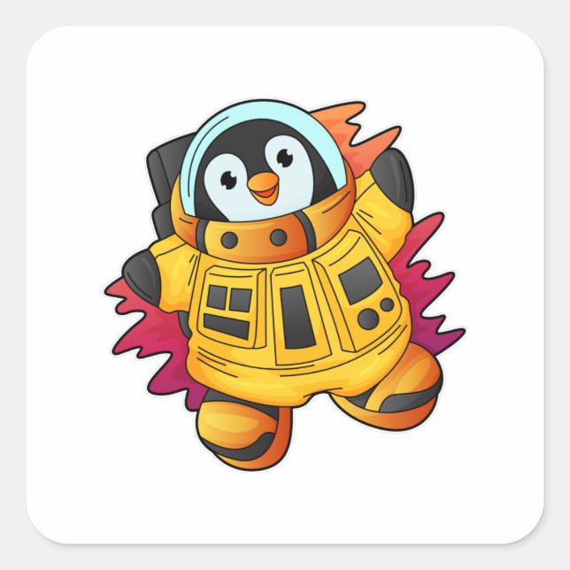 Penguin as Astronaut in Suit Square Sticker (Front)