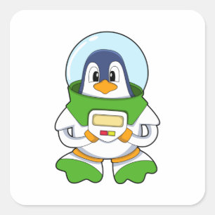 Penguin as Astronaut with Costume Square Sticker