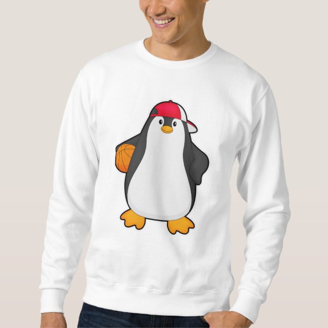 Penguin as Basketball player with Basketball ball Sweatshirt (Front)