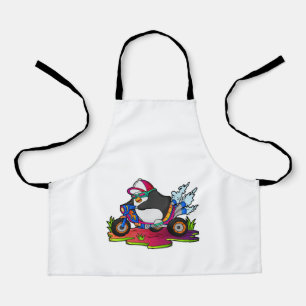 Penguin as Biker with Motorcycle Apron