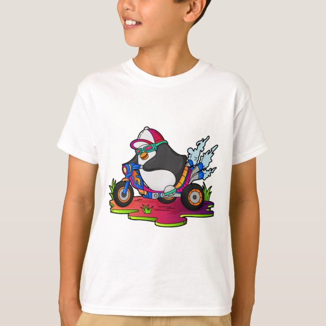 Penguin as Biker with Motorcycle T-Shirt (Front)