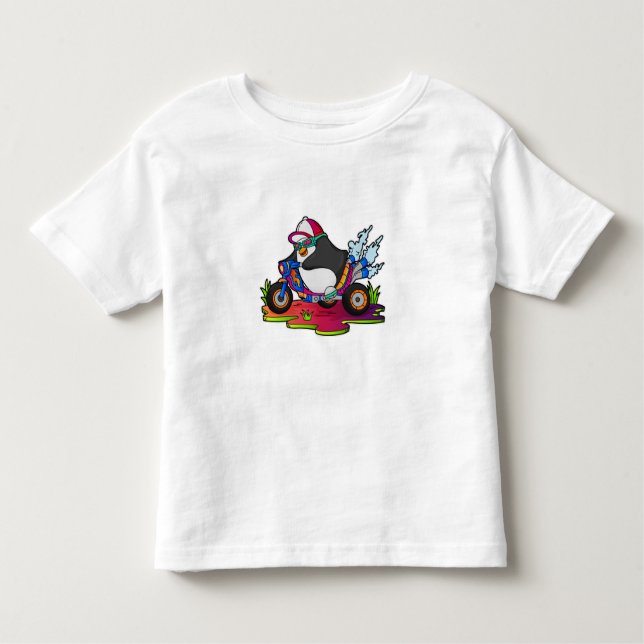 Penguin as Biker with Motorcycle Toddler T-Shirt (Front)