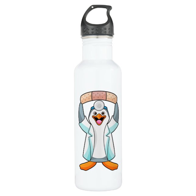 Penguin as Doctor with Plaster 710 Ml Water Bottle (Front)
