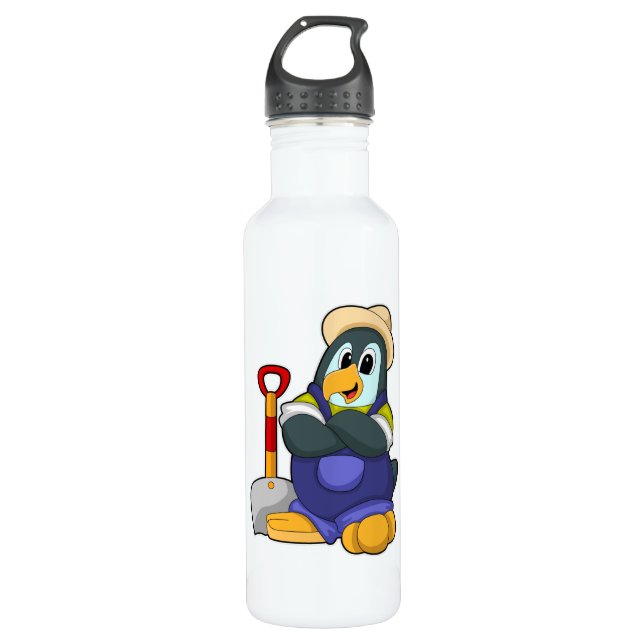 Penguin as Farmer with Shovel 710 Ml Water Bottle (Front)