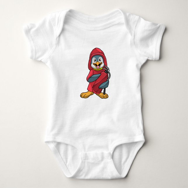 Penguin as Firefighter with Extinguisher Baby Bodysuit (Front)