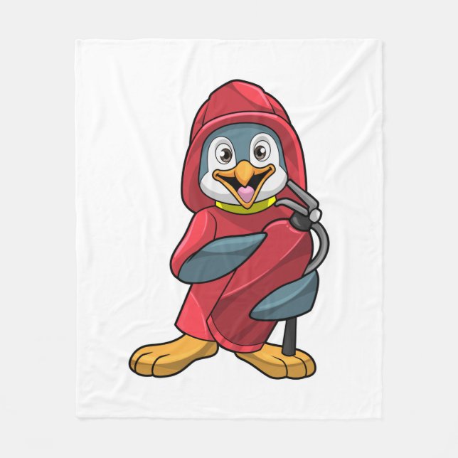 Penguin as Firefighter with Extinguisher Fleece Blanket (Front)