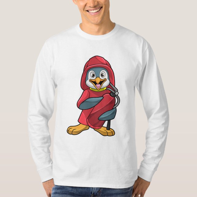 Penguin as Firefighter with Extinguisher T-Shirt (Front)