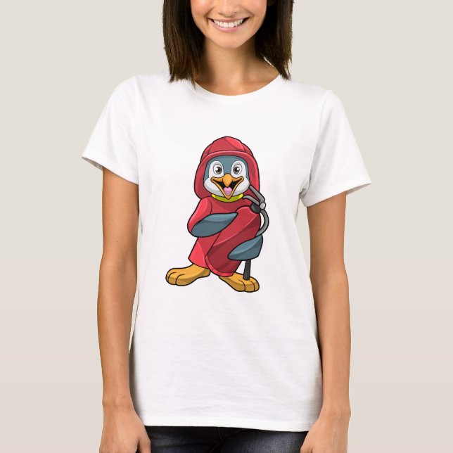 Penguin as Firefighter with Extinguisher T-Shirt (Front)