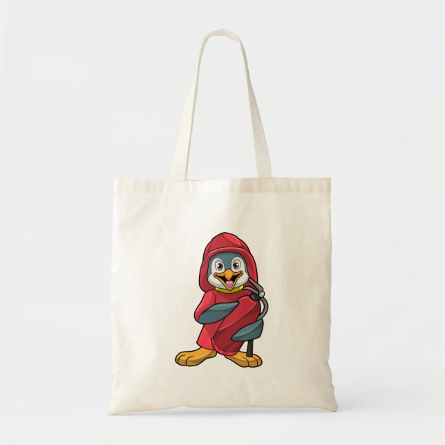 Penguin as Firefighter with Extinguisher Tote Bag (Front)