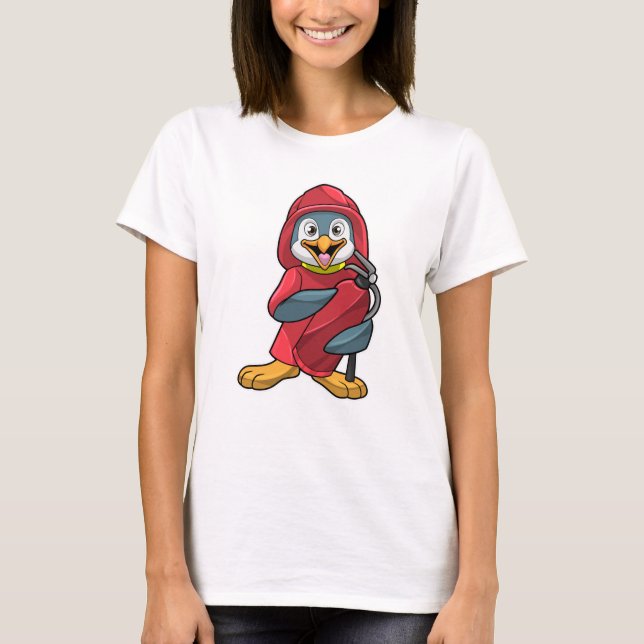 Penguin as Firefighter with Fire extinguisher T-Shirt (Front)