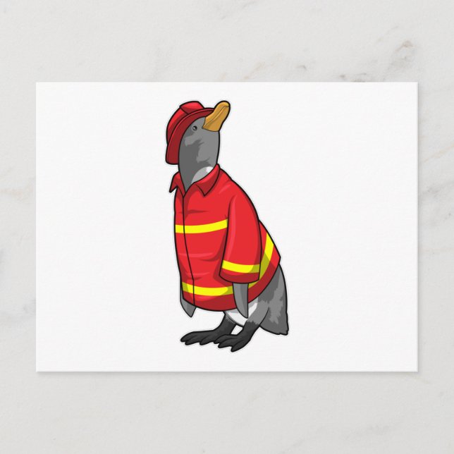 Penguin as Firefighter with Helmet Postcard (Front)