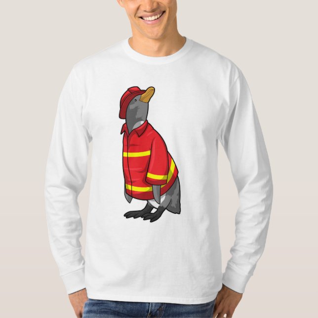 Penguin as Firefighter with Helmet T-Shirt (Front)