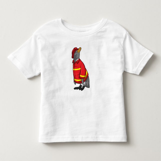 Penguin as Firefighter with Helmet Toddler T-Shirt (Front)