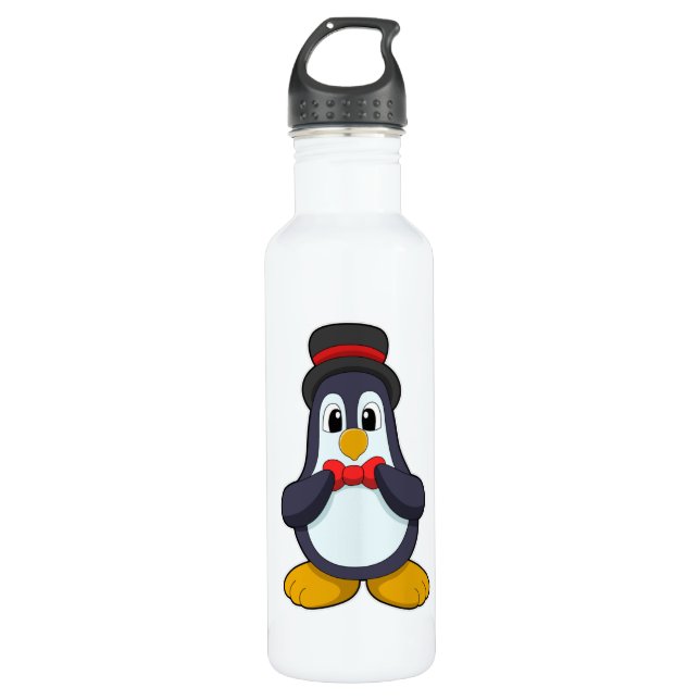 Penguin as Groom with Ribbon & Hat 710 Ml Water Bottle (Front)
